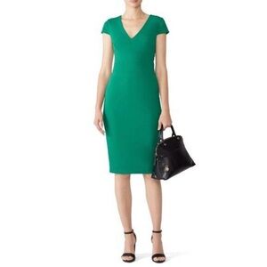 Donna Morgan Evergreen Rose Sheath Dress - 12 v-neck cap sleeve sexy, stylish